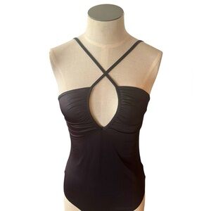 NWOT H&M Black halter cut-out bodysuit leotard size small